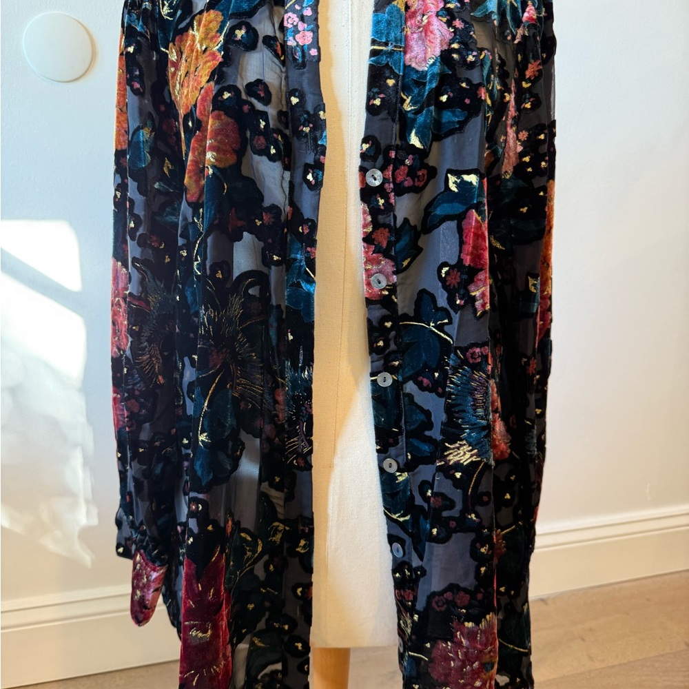Soft Surroundings Floral Velvet Button-Up Top - Multicolor